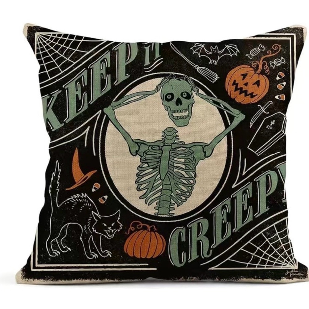 Halloween Skeleton Throw Pillow cover